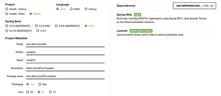 Configuration de l'application