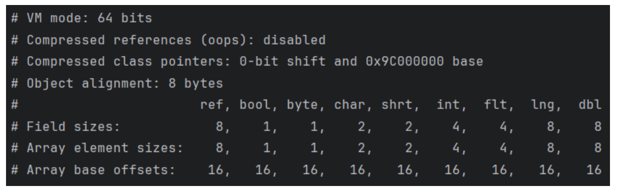 JOL Output with compressed oops disabled