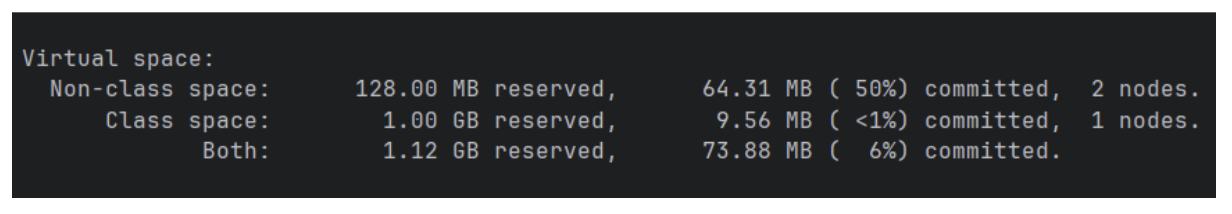 jcmd VM.metaspace output example